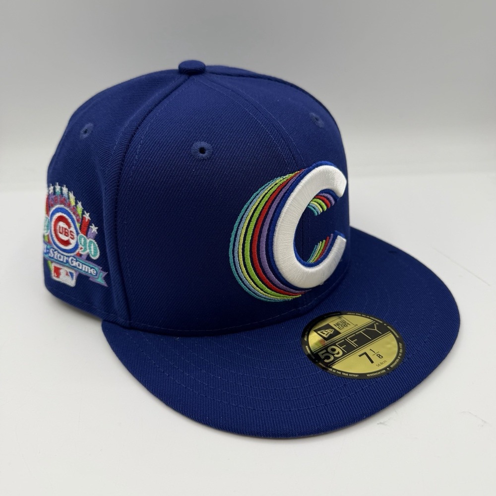 New Era 59Fifty Chicago Cubs Hat Cap Sz 7 1/8 Blue 1990 MLB All Star Game Fitted
